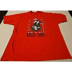 Vintage 1991 Holly Cow T-shirt XL Christmas Themed Single Stitch FOTL Tag